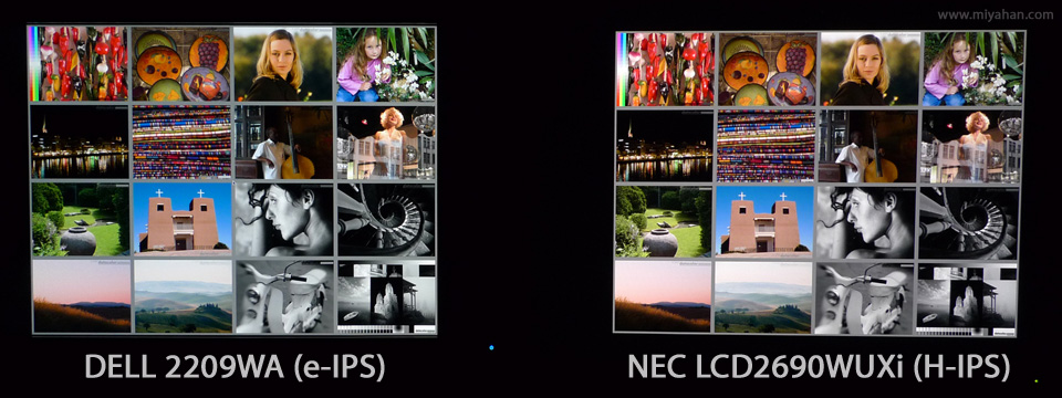 DELL 2209WA e-IPS・ NEC LCD2690WUXi H-IPS 視野角比較