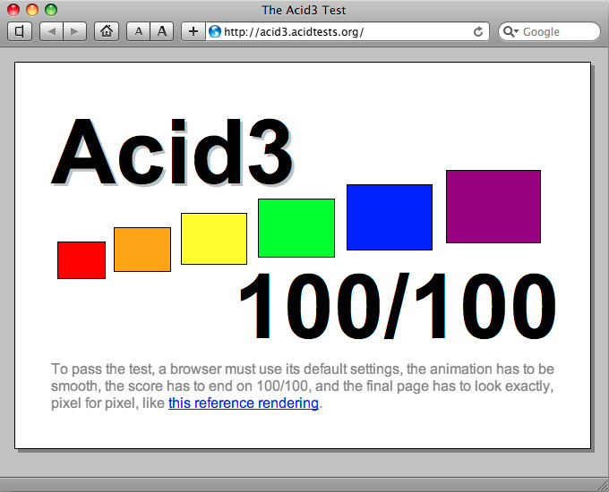 Acid3 Score100 in Safari 4